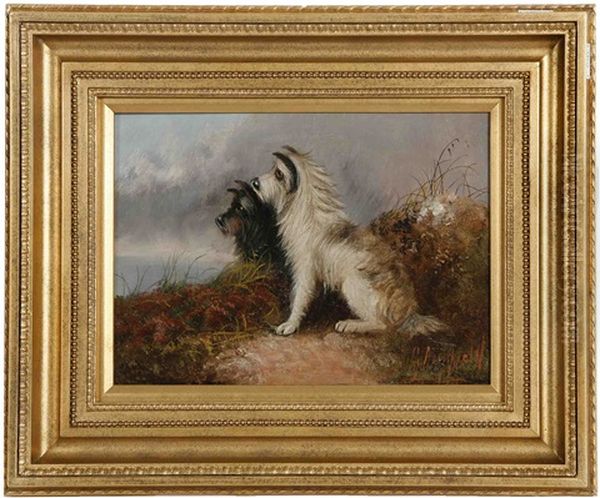 Two Terriers Looking Out To Sea Oil Painting by George Armfield