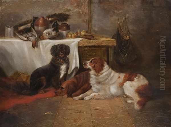 Gun Dogs With Game Oil Painting by George Armfield