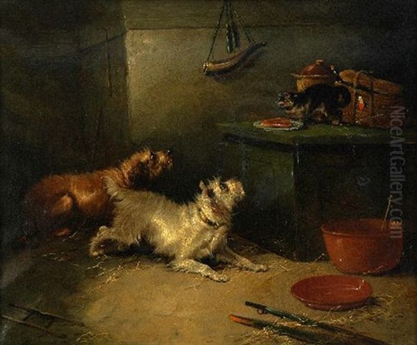 Two Dogs And Their Future Meal Oil Painting by George Armfield