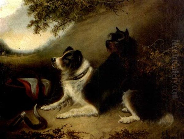 Two Dogs Resting From Their Labors Oil Painting by George Armfield