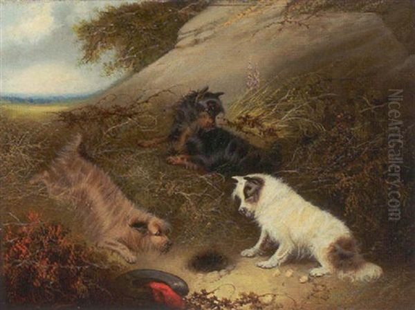 Hunde I Leg Oil Painting by George Armfield