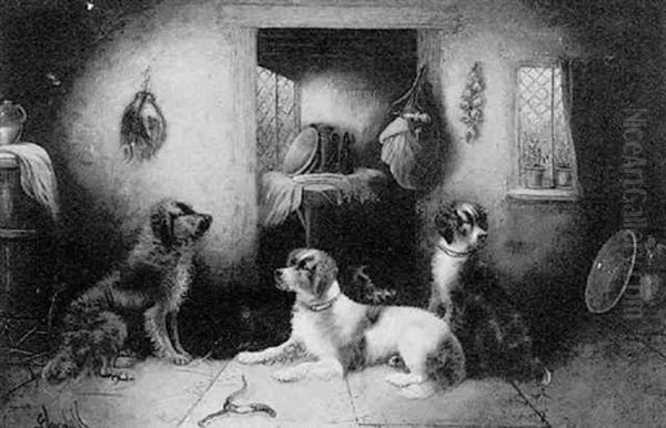 In The Gamekeeper's Cottage Oil Painting by George Armfield