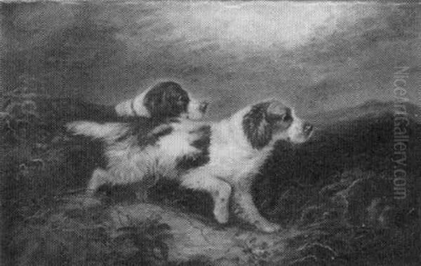 Spaniels Flushing Pheasants Oil Painting by George Armfield