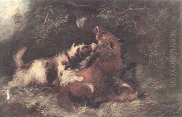 Fighting Over The Kill Oil Painting by George Armfield