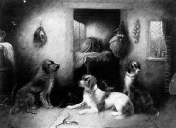 In The Gamekeeper's Cottage Oil Painting by George Armfield