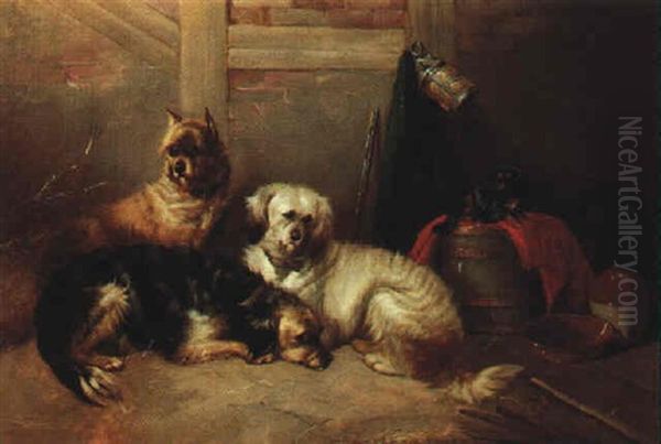 Recumbent Dogs Oil Painting by George Armfield