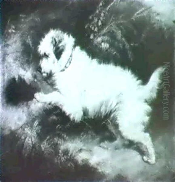 A Terrier At A Rabbit Hole Oil Painting by George Armfield