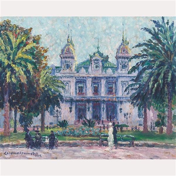 Le Casino De Monte Carlo (facade) Oil Painting by Caroline Helena Armington