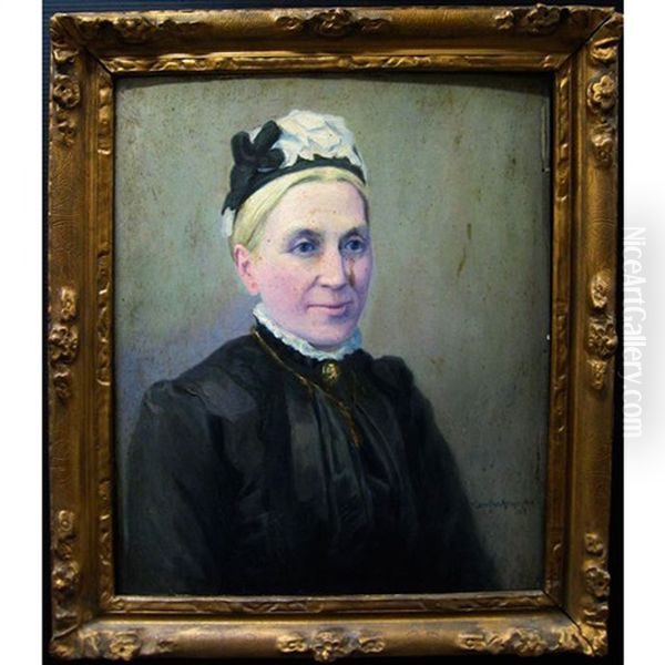 Portrait Of A Woman In Black Oil Painting by Caroline Helena Armington