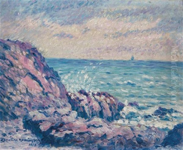 La Mer A Monte Carlo Oil Painting by Caroline Helena Armington