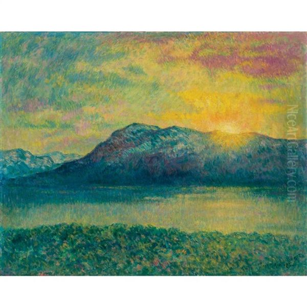 Midnight Sun Of Abisko, Sweden Oil Painting by Frank Milton Armington