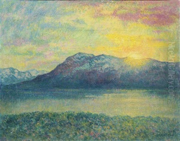 Midnight Sun At Abisko,  Sweden Oil Painting by Frank Milton Armington