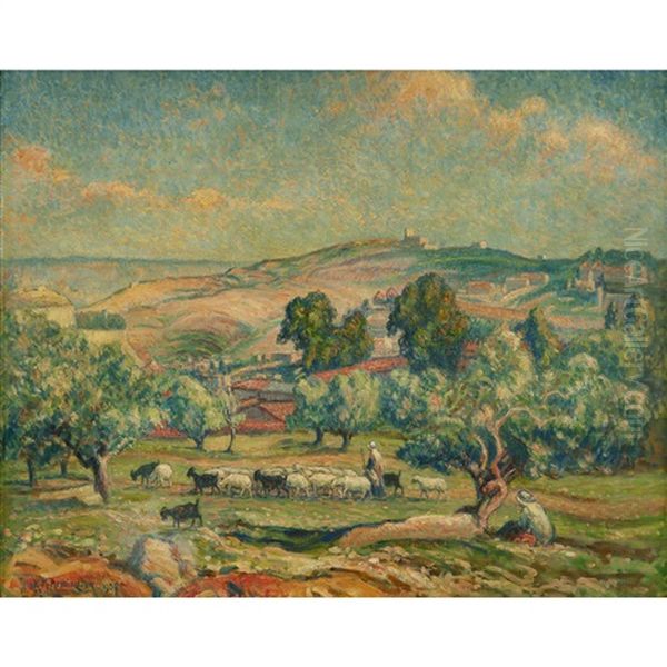 The Valley Of Hinon, Jerusalem Oil Painting by Frank Milton Armington