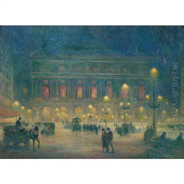 Place De L'opera, Paris Oil Painting by Frank Milton Armington