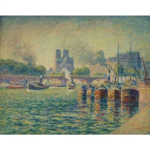 La Seine, Paris Oil Painting by Frank Milton Armington