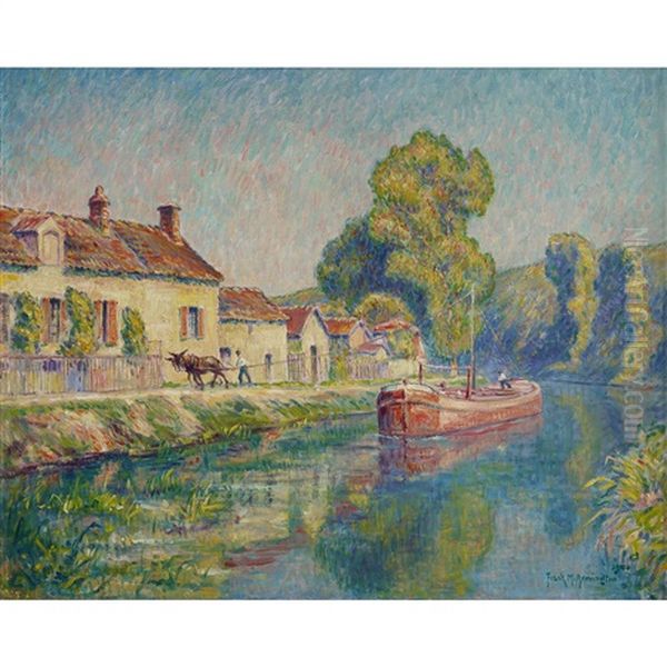 Canal De Bourgogne Oil Painting by Frank Milton Armington