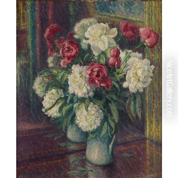 Peonies In A Vase Oil Painting by Frank Milton Armington