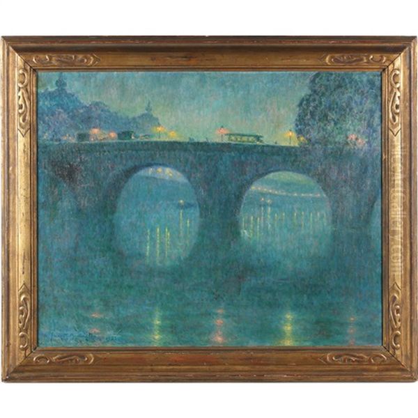 Pont Royal Paris (le Soir) Oil Painting by Frank Milton Armington