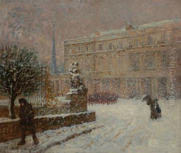 Palais De Stockholm Sous La Neige Oil Painting by Frank Milton Armington