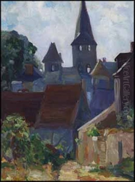 French Town Oil Painting by Frank Milton Armington