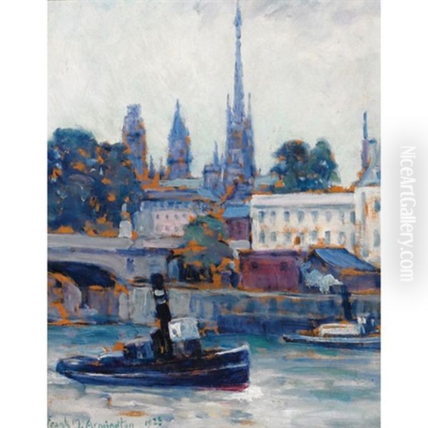 La Seine A Rouen Oil Painting by Frank Milton Armington