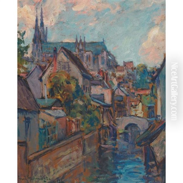 Vue De Chartres Oil Painting by Frank Milton Armington