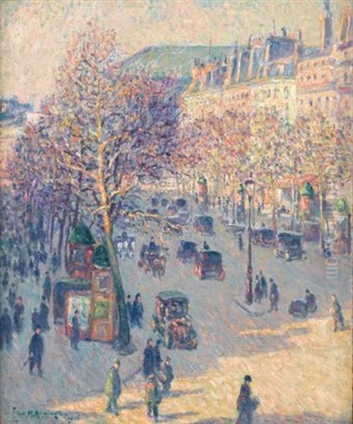 Boulevard De La Madeleine, Paris Oil Painting by Frank Milton Armington