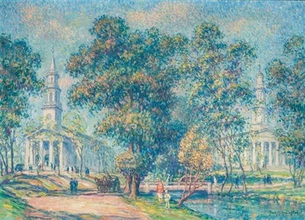 Church Of Christ Congregational, Milford, Connecticut Oil Painting by Frank Milton Armington