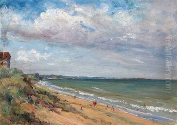 Untitled - Beach Scene Oil Painting by Frank Milton Armington