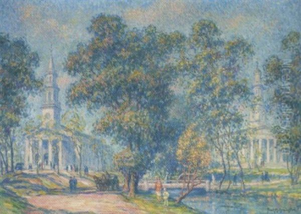 Chruch Of Christ Congregational, Milford, Connecticut Oil Painting by Frank Milton Armington