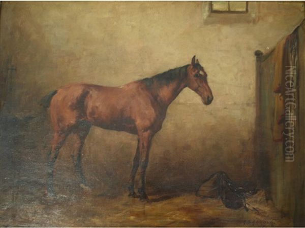 A Bay Horse In A Stable Oil Painting by George Denholm Armour