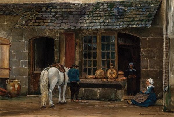 Bakers Shop At Pont Aven Oil Painting by David Maitland Armstrong