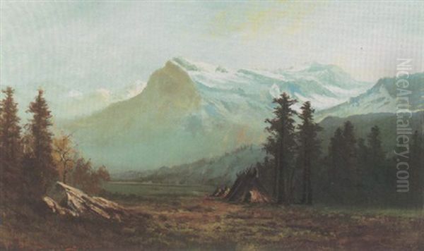 Indian Encampment, Strawberry Valley, California Oil Painting by William Wallace Armstrong