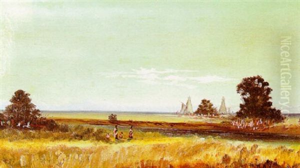 Indian Encampment On The Platte River Oil Painting by William Weaver Armstrong