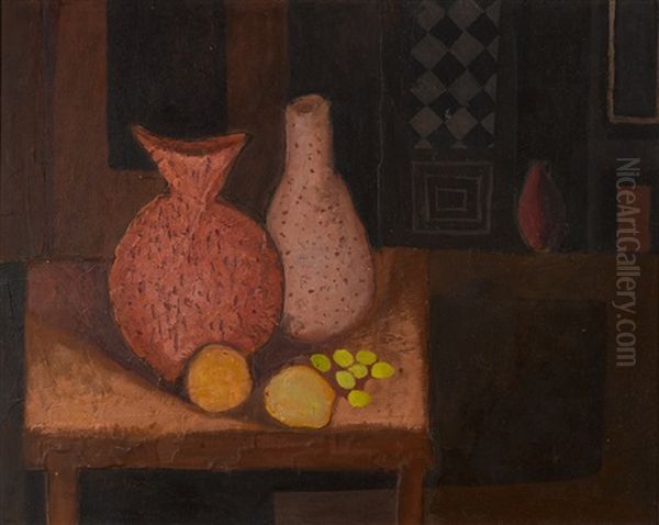 Still Life In Purple And Brown Oil Painting by Arthur Armstrong