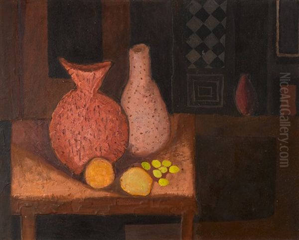 Still Life In Purple And Brown Oil Painting by Arthur Armstrong