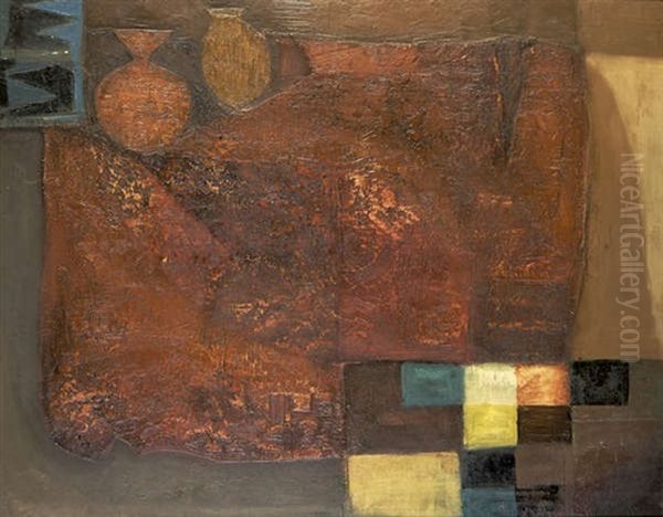 Copper-coloured Abstract Oil Painting by Arthur Armstrong