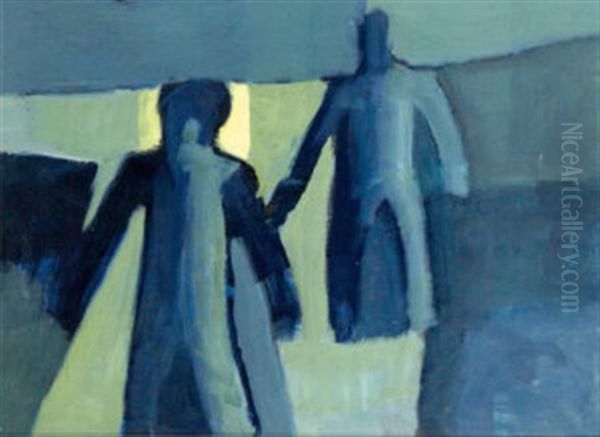 Figures In A Landscape Oil Painting by Arthur Armstrong