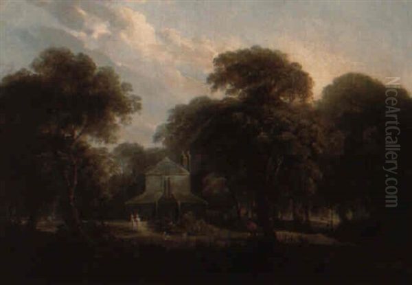 Queen Charlotte's Cottage At Kew Oil Painting by George Arnald