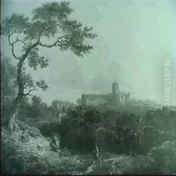 A View Of St. Albans Cathedral Oil Painting by George Arnald