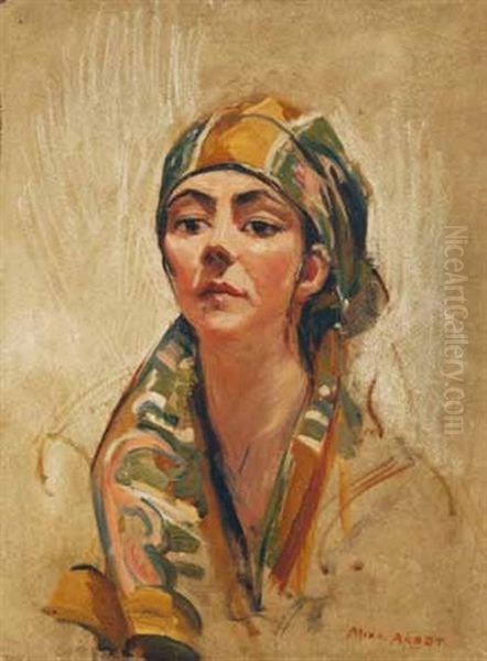 Portrait Of A Lady (florence Mcgregor ?) Oil Painting by Mina Arndt