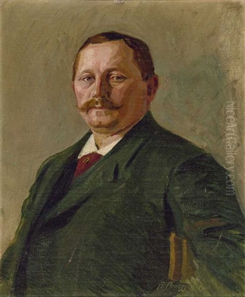 Portrait Des Munchner Fuhrunternehmers Josef Ebner, Schwiegervater Des Malers Oil Painting by Alwin Arnegger