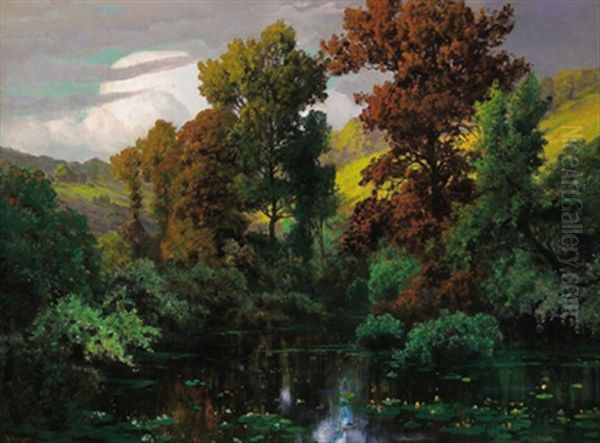 Herbststimmung Am Seerosenteich Oil Painting by Alwin Arnegger