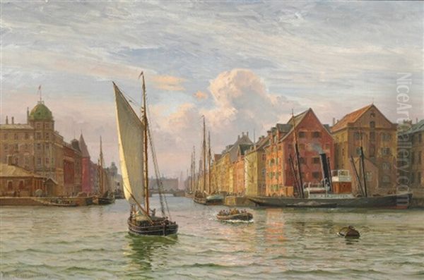 View Of Nyhavn, Summer Oil Painting by Vilhelm Karl Ferdinand Arnesen