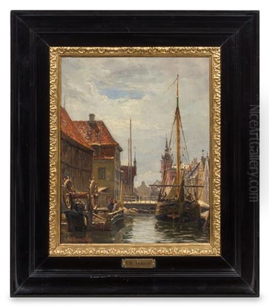 Harbor Scene, 1889 Oil Painting by Vilhelm Karl Ferdinand Arnesen