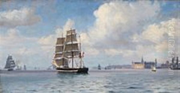 Sundet Ved Kronborg Oil Painting by Vilhelm Karl Ferdinand Arnesen