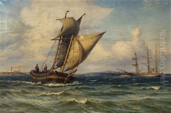 Sailing The Open Seas, 1890 Oil Painting by Vilhelm Karl Ferdinand Arnesen