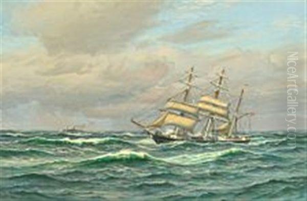 Marine Oil Painting by Vilhelm Karl Ferdinand Arnesen