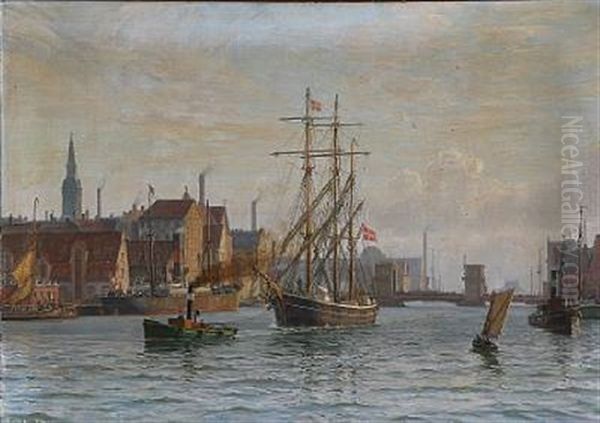 From Copenhagen Harbour Oil Painting by Vilhelm Karl Ferdinand Arnesen