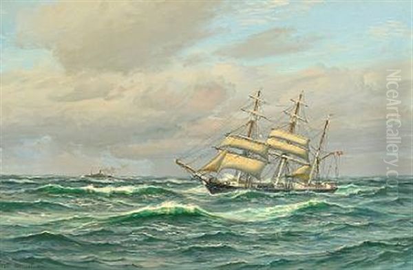 Marine Oil Painting by Vilhelm Karl Ferdinand Arnesen